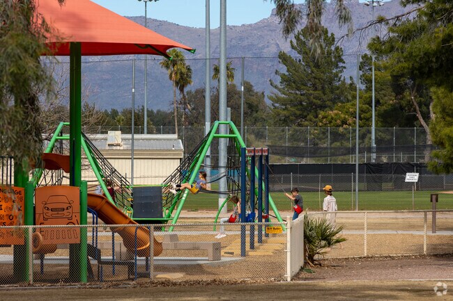 Children have a blast at the Reid Park playground, which features many unique areas to play.