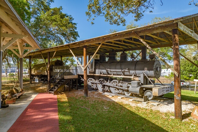 Dade City's Pioneer Florida Museum where you can climb on a train and ring the bell of this locomotive