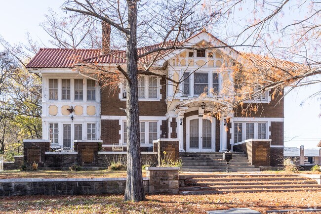 Downtown Okmulgee has a large variety of architectural styles including this Tudor-Style homes