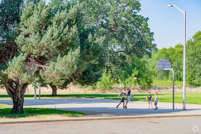 Family beats the heat with a morning pickup game at Cascade Park in Girvan.
