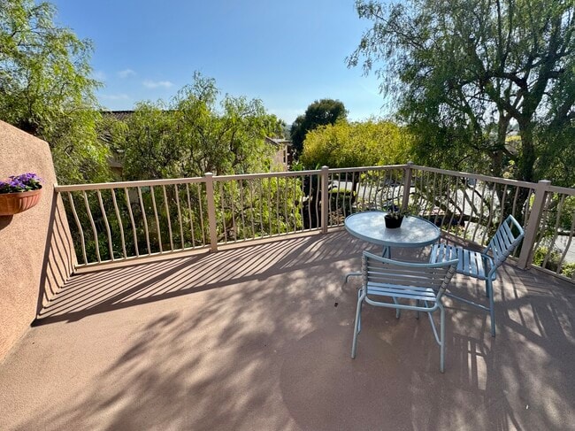 private terrace with view of foothills & glimpse of Santa Rosa Island