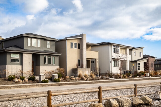 Modern townhomes are common near Warm Springs Golf Course.