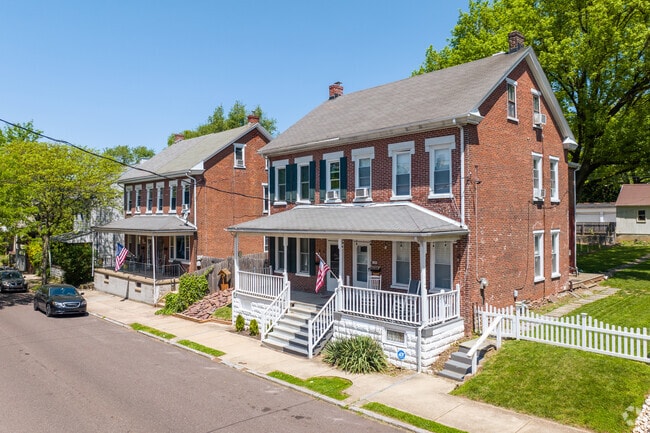 Brick twin homes are found throughout the southern section of Manatawny-Farmington.