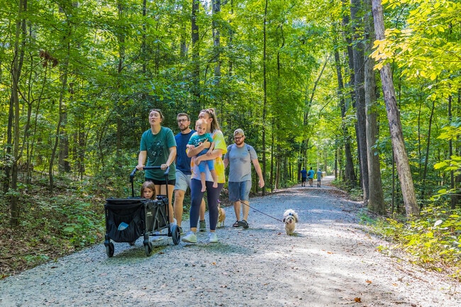 Family and friends enjoy their short hike at Midlothian-Midlothian Mines Park.