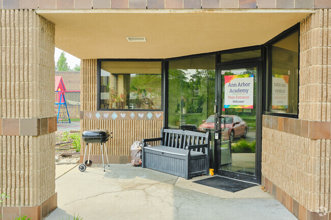 Ann Arbor Academy has two entrances, this one acting as the main entrance.