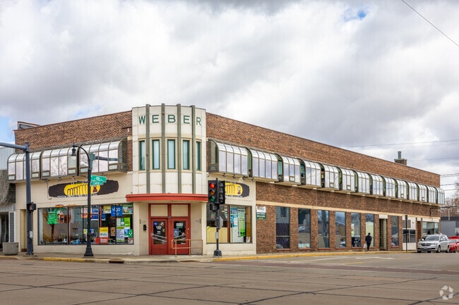 Historic brick buildings make up much of the downtown area in Marshfield.