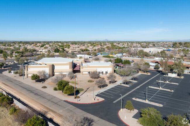 Gateway Baptist Academy in Gilbert includes parking lots on front and rear sides of the property