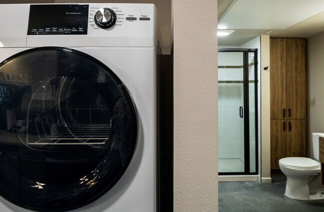 Stacked Washer Dryer and Bath