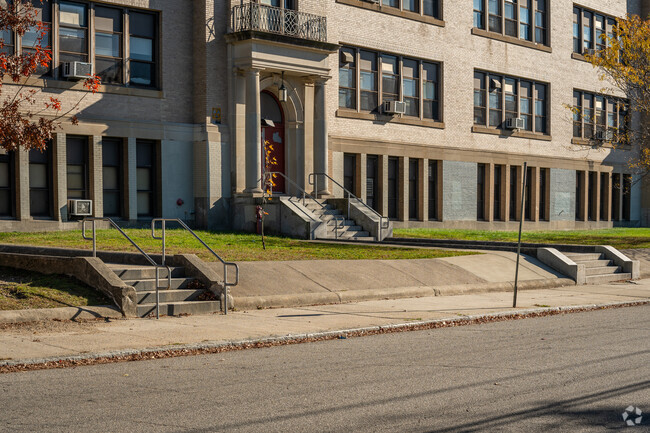 A side view of Gilbert Stuart High School in Providence.