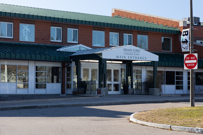 Main entrance at Henry Lord Community School in Fall River is easily accessed.