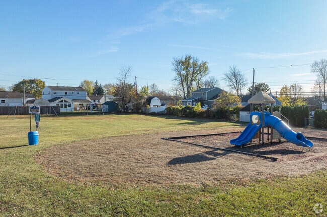 Green Lynne Park has a playground and swingset amongst its open green space.