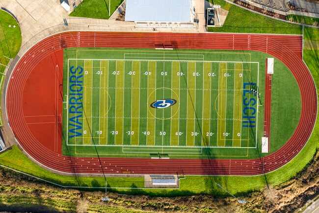 Aerial view of athletic field.