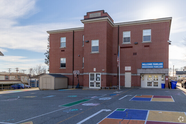 Main entrance at Raices Dual Language Academy in Central Falls, RI.