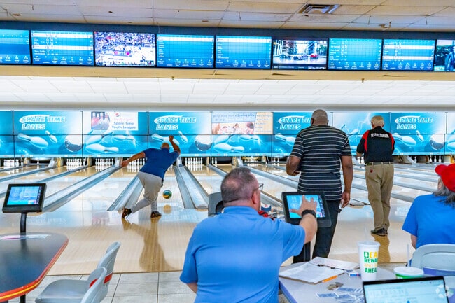 Spare Tire Lanes is packed on weekends and is a major hit with Hess residents.