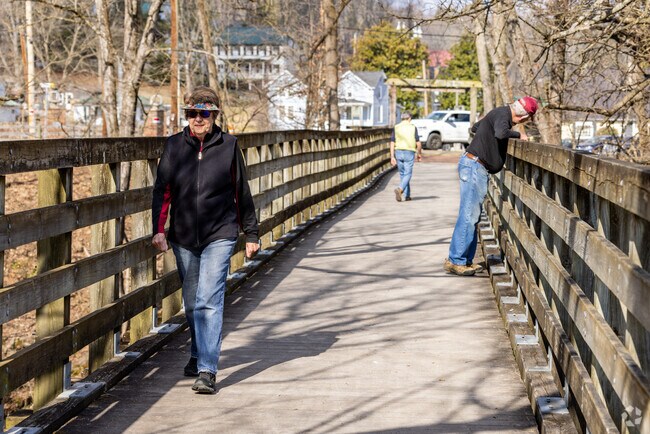 Abingdon's The Virginia Creeper Trail frequented by walkers, runners and bike riders.