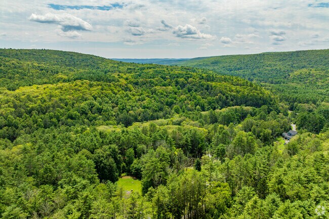 The catskills mountain are clearly seen in the background of Deerpark. NY
