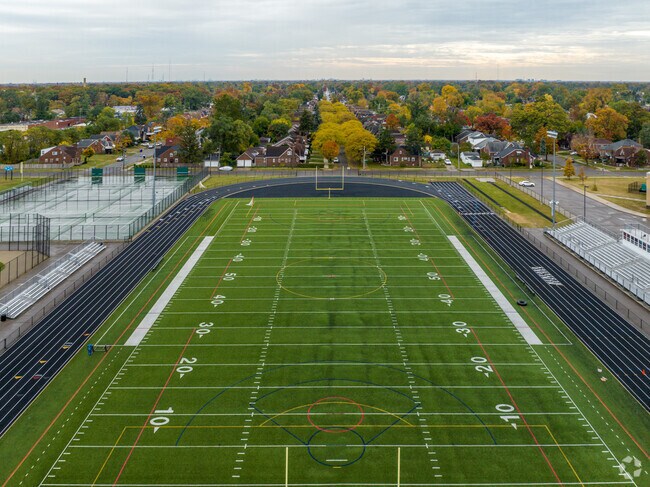 The football field at Mumford High School is excellent.