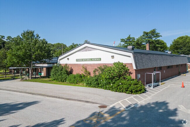 Front right side and drop off area of the Fisher-Mitchell School.