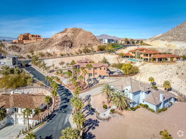 A neighborhood with large lots allows for RV or boat parking in Calico Ridge, Henderson, NV.