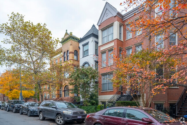 The few residential streets in Downtown DC are lined with townhomes.