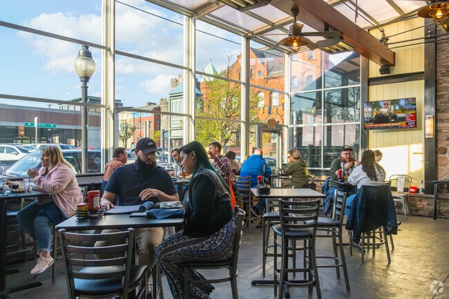 Sit in the large sun room and enjoy a delicious meal at White Rose Bar & Grill in Downtown York.