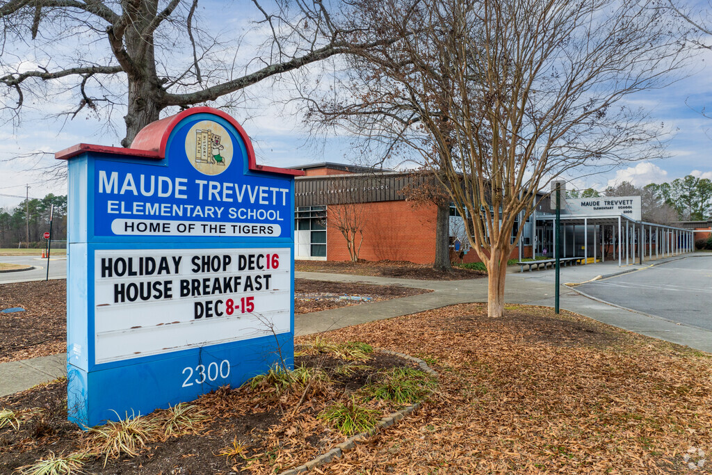The entrance to Maude Trevvett Elementary School.