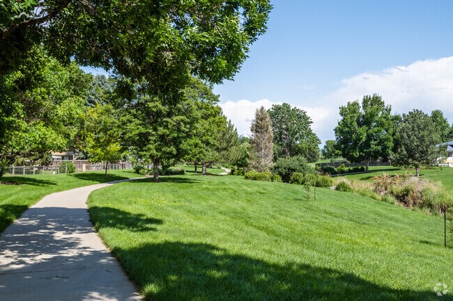 Pathways from Miramonte Park in Broomfield, Colorado lead to other parks and open space.