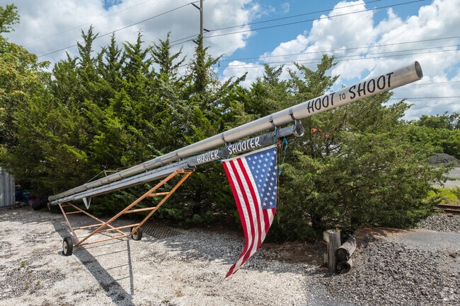 A pumpkin cannon near the center of Felton provides a pop of patriotism within the community.