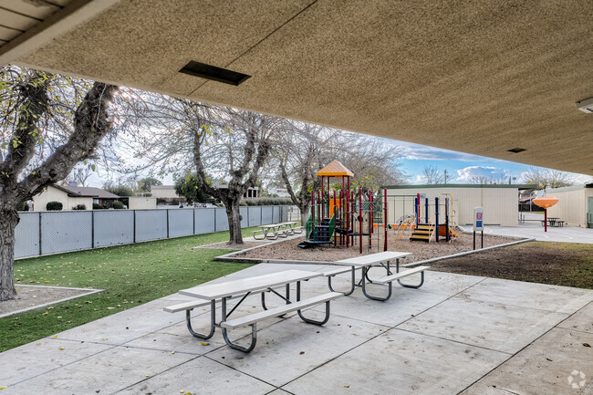 The playground at Stine school is located on the south end of school.