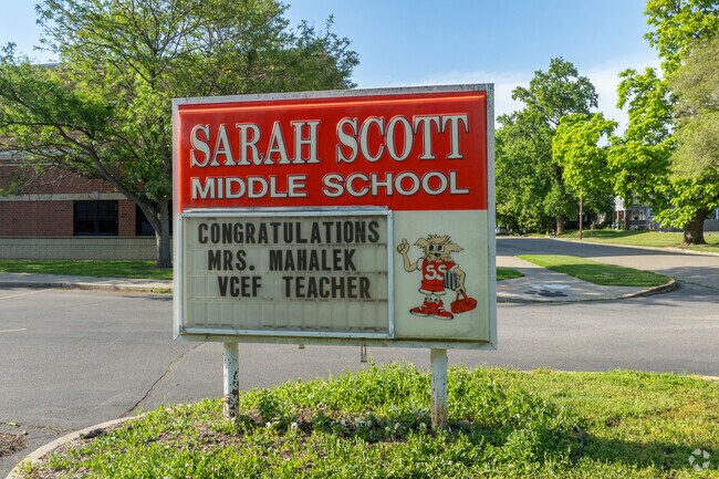 Sarah Scott Public Middle School is within walking distance of many homes.