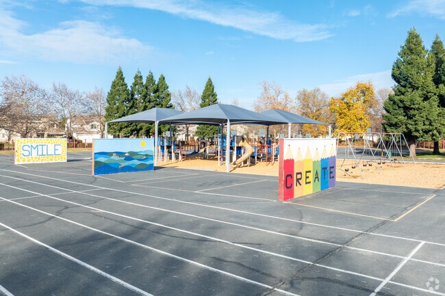 The blacktop at Two Rivers Elementary School offers great space for students to have fun.