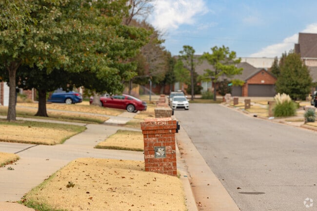 Brick-enclosed mailboxes line the streets of Warwick in Oklahoma City.