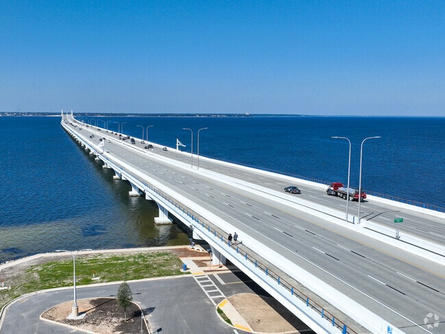 The Pensacola Bay Bridge, known as the Three-Mile Bridge, connects Gulf Breeze to Pensacola.