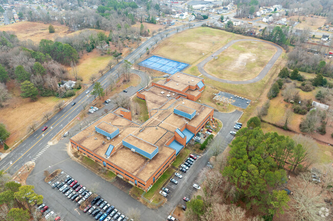 An aerial view of Thomas C. Boushall Middle School.
