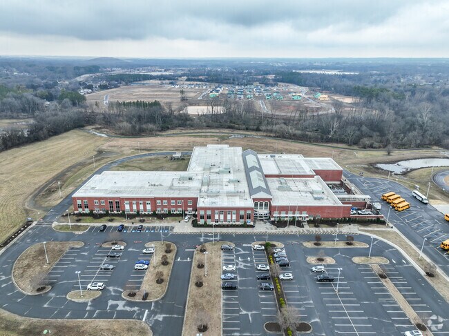 An aerial view of the campus at Hickory Ridge Middle.