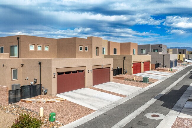 Duet homes that share a wall are some of the newest houses being built in the Las Soleras area.