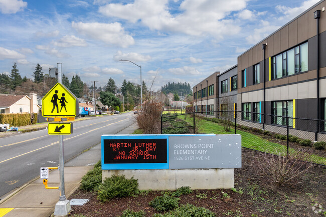 Browns Point Elementary School signage.