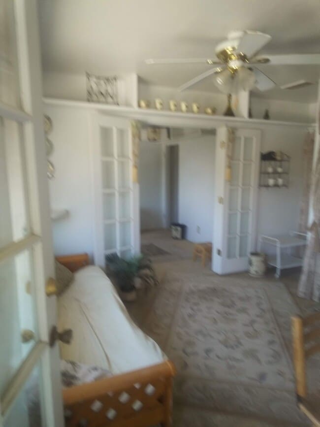 French doors into bedroom