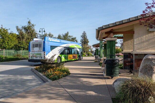 The well-kept bus station in downtown Yucaipa.