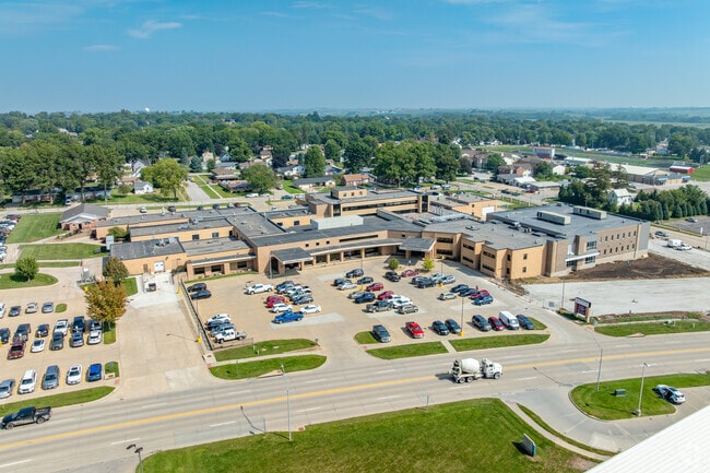 The Myrtue Medical Center is part of the industry in Harlan, Iowa.