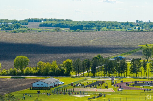 Oregon High School is surrounded by scenic farm land.