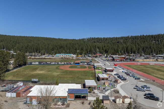 An aerial view of Sierra High (Continuation) School facing North.