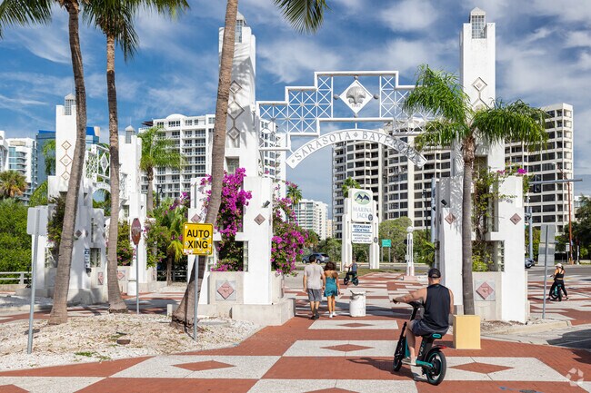 Bayfront Park is a large waterfront park with several attractions in Downtown Sarasota near Bayou Oaks.
