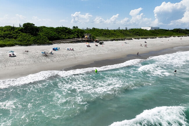 Take in a beautiful, ocean front view of surfing in the waves at Paradise Beach.