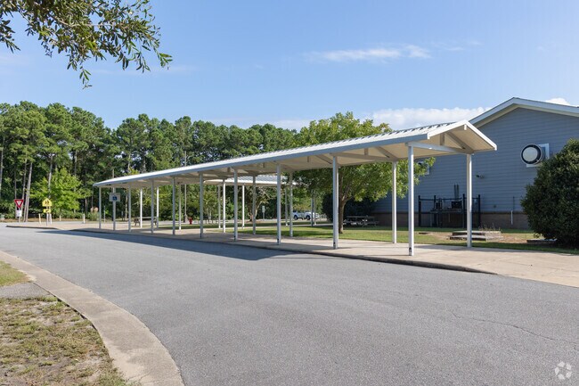 Manteo Middle School has covered pick up and drop off areas in Manteo, NC.