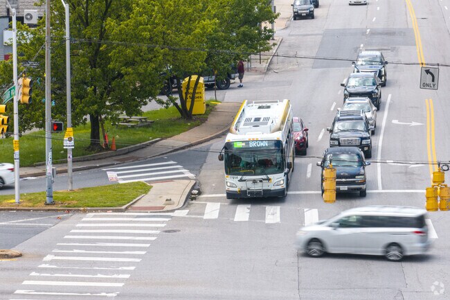 Bus lines run every few minutes in Wilson Heights.