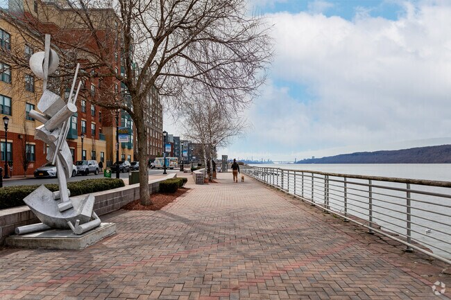 The Alfred B. Delbello Riverwalk has scenic views and sculptures along the route.