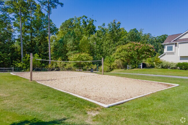 The volleyball area has a sand base at the Weldon Ridge Clubhouse in Weldon Ridge.