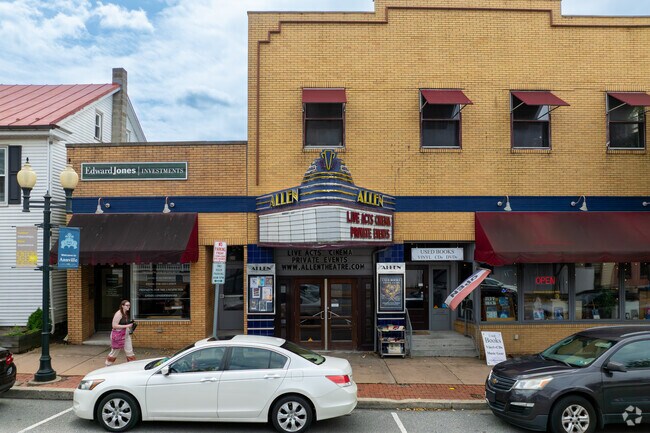 Annville's Allen Theatre, an early-20th-century landmark, hosts films, shows, and music.