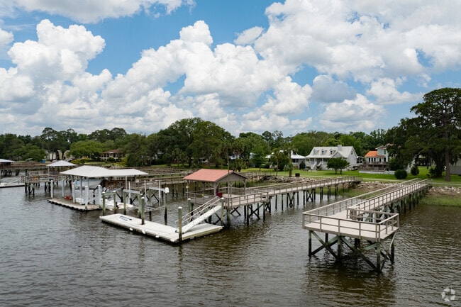 Many waterfront homes in Blythe Island have private docks.